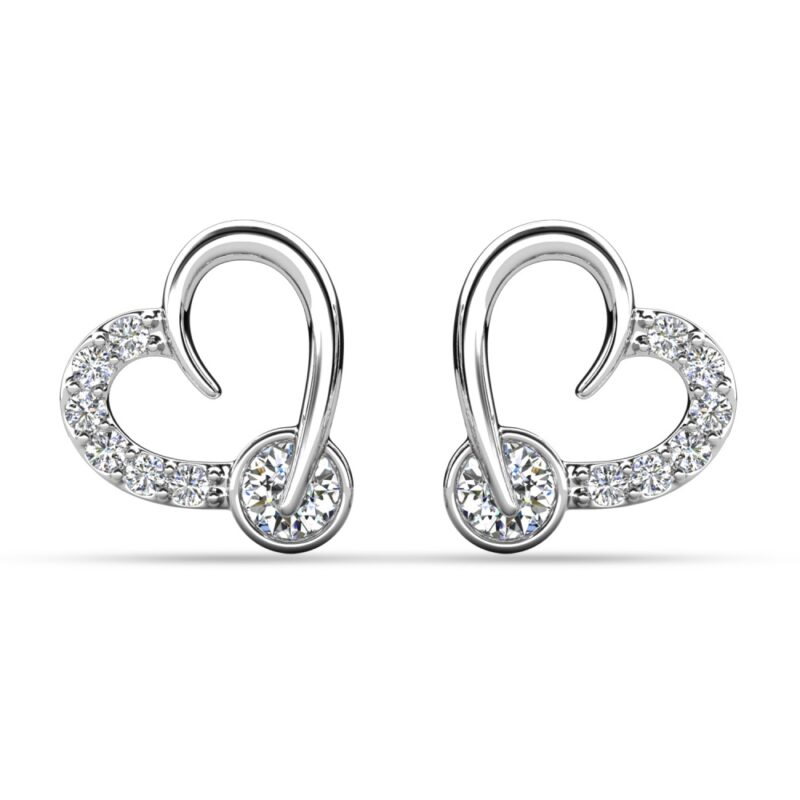 Tala szives 18K Fehérarany bevonatú swarovski kristályos fülbevaló