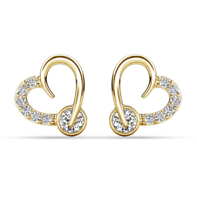 Tala szives 18K Sárgaarany bevonatú swarovski kristályos fülbevaló