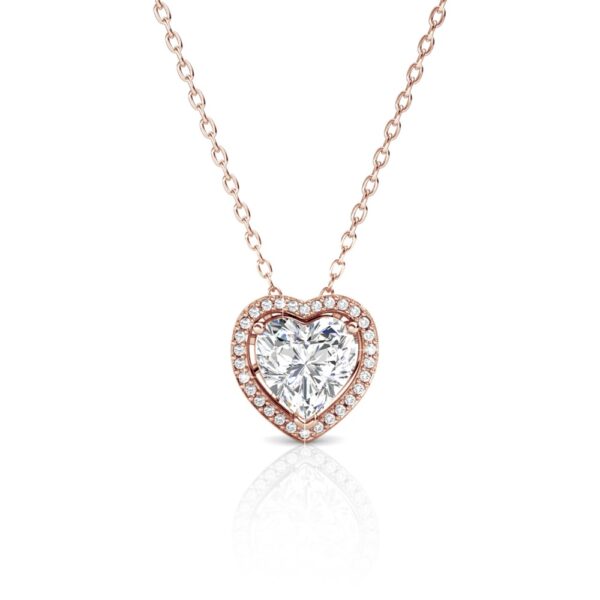 Szív 18K Rózsaarany bevonatú swarovski kristályos nyaklánc - Heart - EkszerWebshop.hu