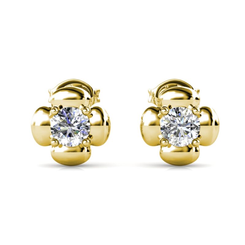 Jiva clover 18K Sárgaarany bevonatú swarovski kristályos fülbevaló