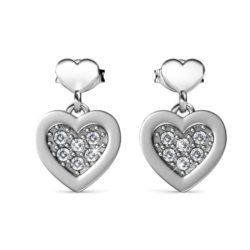 Tori szives18K Fehérarany bevonatú swarovski kristályos fülbevaló