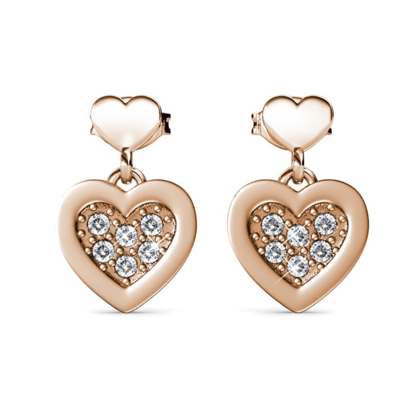 Tori szives 18K Rózsaarany bevonatú swarovski kristályos fülbevalóTori szives 18K Rózsaarany bevonatú swarovski kristályos fülbevaló