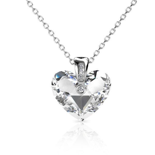 Szív alakú 18K Fehérarany bevonatú swarovski kristályos nyaklánc - Pure - EkszerWebshop.hu