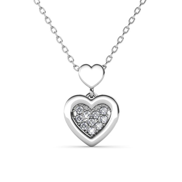 Szív 18K Fehérarany bevonatú swarovski kristályos nyaklánc - Rosa - EkszerWebshop.hu