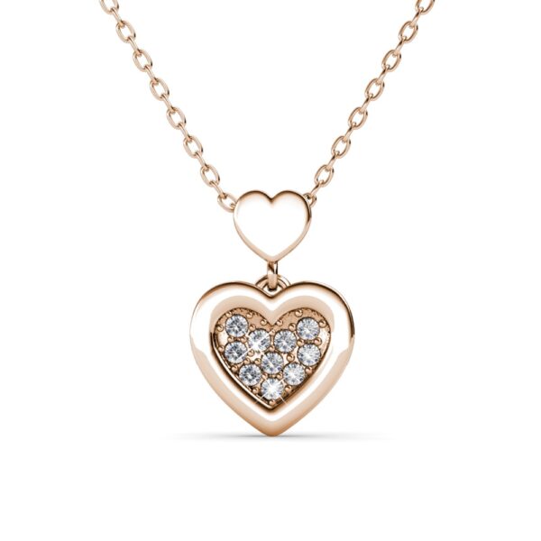 Szív 18K Rózsaarany bevonatú swarovski kristályos nyaklánc - Rosa - EkszerWebshop.hu