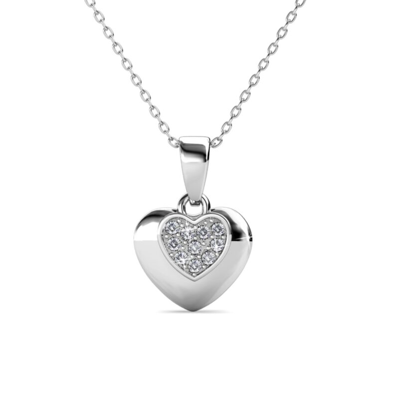 Xiro szives 18K Fehérarany bevonatú swarovski kristályos nyaklánc