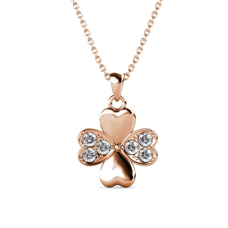 Lumo Clover 18K Rózsaarany bevonatú swarovski kristályos nyaklánc