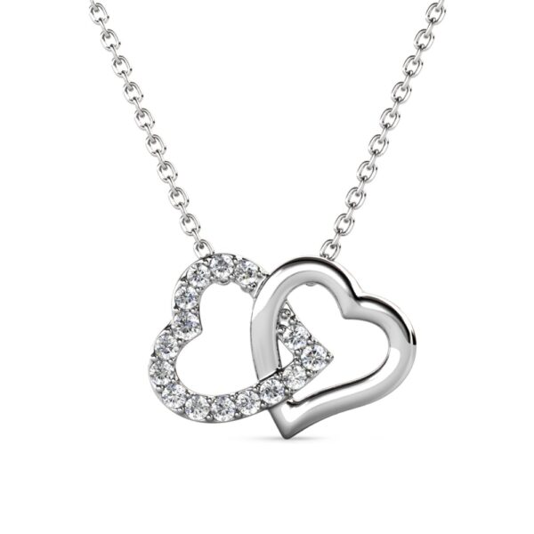 Hilo dupla szives 18K Fehérarany bevonatú swarovski kristályos nyaklánc