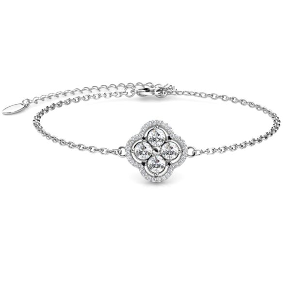 Nova Clover 18K Fehérarany bevonatú swarovski kristályos karkötő