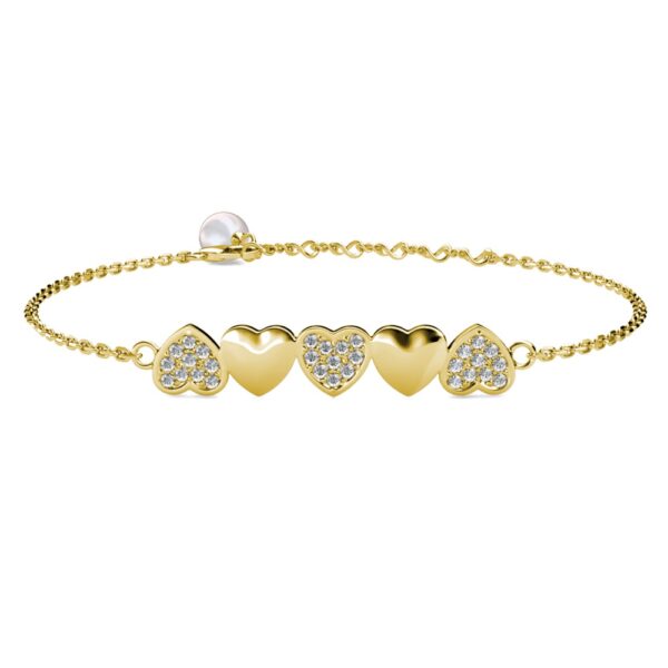 Rhea szives 18K Sárgaarany bevonatú swarovski kristályos karkötő