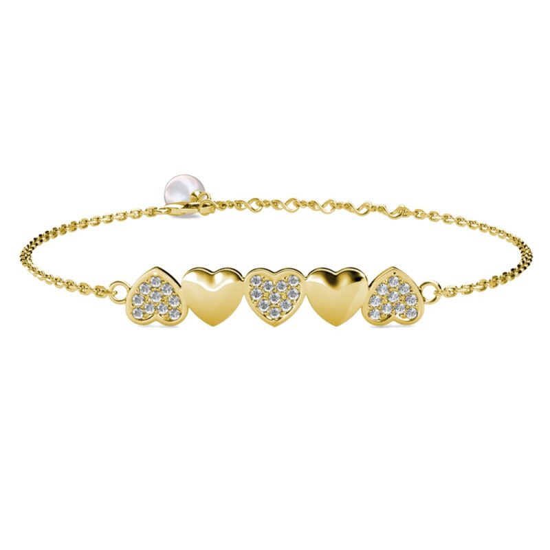 Rhea szives 18K Sárgaarany bevonatú swarovski kristályos karkötő