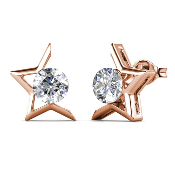 Csillagos 18K Rózsaarany bevonatú swarovski kristályos fülbevaló - Ora - EkszerWebshop.hu