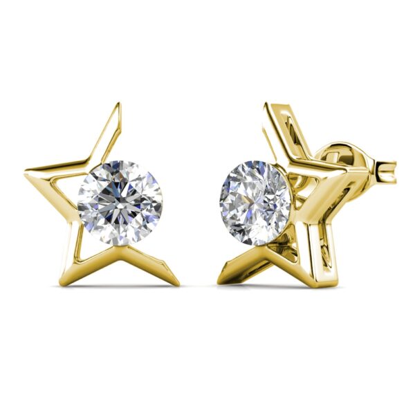 Csillag 18K Sárgaarany bevonatú swarovski kristályos fülbevaló - Ora - EkszerWebshop.hu