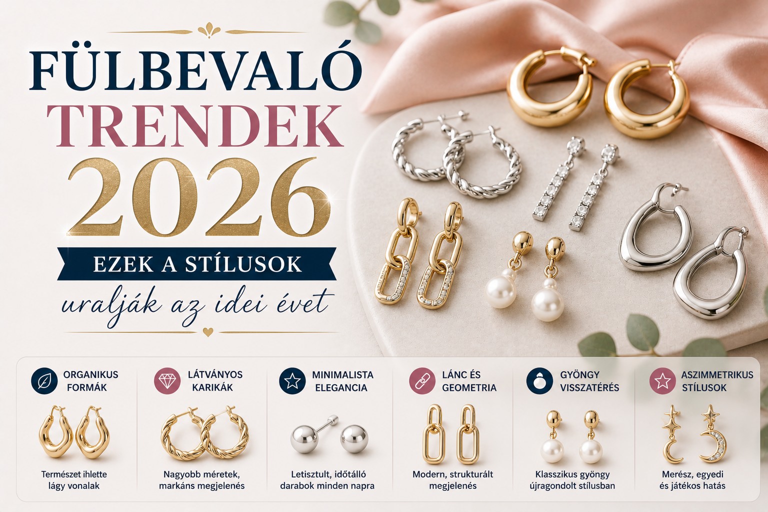 Fülbevaló trendek 2026 – ezek a stílusok uralják az idei évet - Ekszerwebshop.hu Fülbevaló trendek 2026 – ezek a stílusok uralják az idei évet