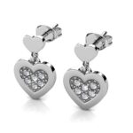 Tori szives 18K Fehérarany bevonatú swarovski kristályos fülbevaló - Image 5