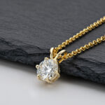 14K aranyozott ezüst nyaklánc - 1 karátos Moissanite gyémánt köves kerek medállal - Image 3