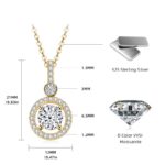 14K aranyozott ezüst nyaklánc – 2 karátos Moissanite gyémánt köves kerek medállal