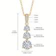 14K aranyozott nyaklánc - 2 karátos Moissanite gyémánt köves medállal - Glamour