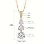 14K aranyozott nyaklánc - 2 karátos Moissanite gyémánt köves medállal - Glamour