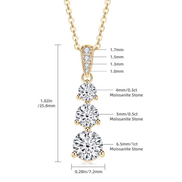 14K aranyozott nyaklánc - 2 karátos Moissanite gyémánt köves medállal - Glamour