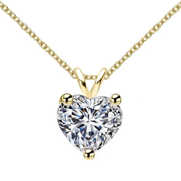 14K aranyozott 1 karátos Moissanite gyémánt 925 ezüst nyaklánc szív alakú medállal