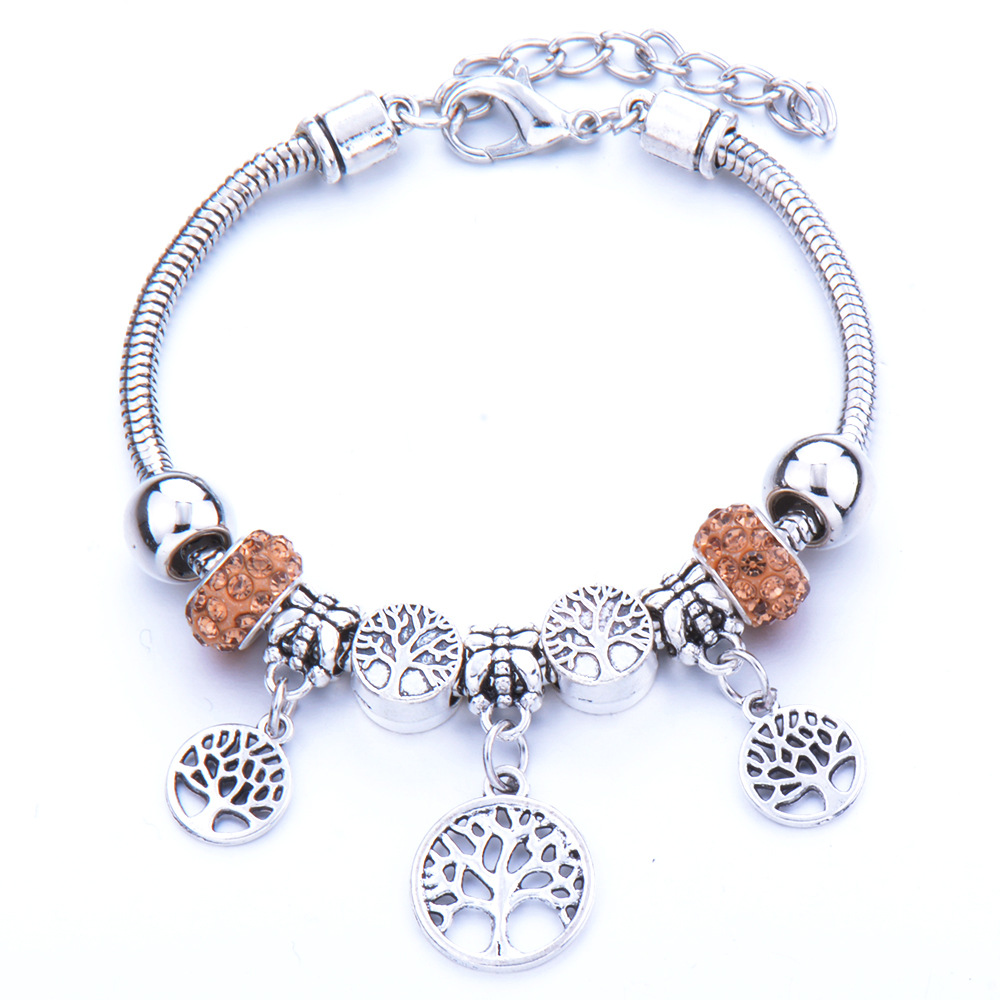 Életfa medállal pandora stílusú charm kristályos karkötő - Borostyán Életfa medállal pandora stílusú charm kristályos karkötő - Borostyán