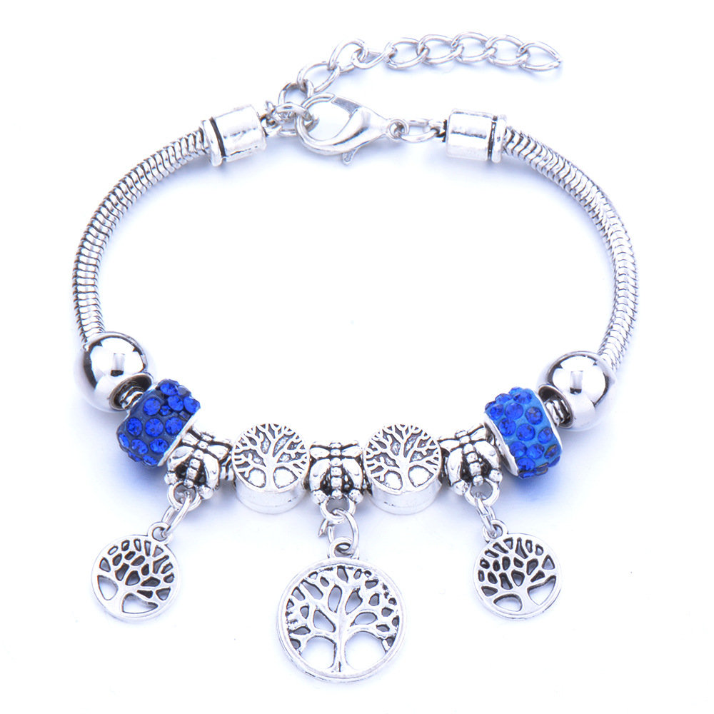 Életfa medállal pandora stílusú charm kristályos karkötő - Kék Életfa medállal pandora stílusú charm kristályos karkötő - Kék