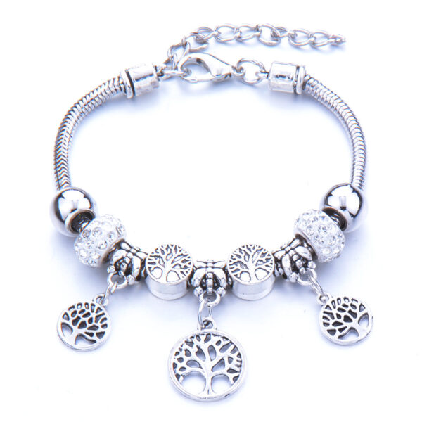 Életfa medállal pandora stílusú charm kristályos karkötő - Kristály