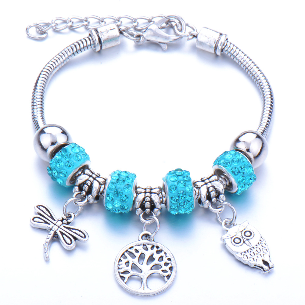 Életfa medállal pandora stílusú charm kristályos karkötő - Kék Életfa medállal pandora stílusú charm kristályos karkötő - Kék