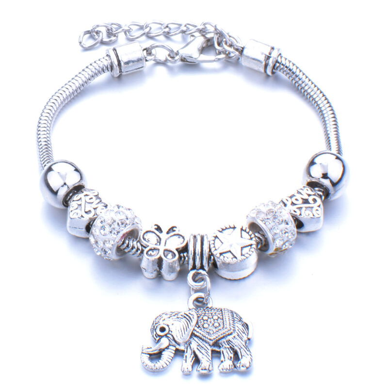 Elefántos pandora stílusú charm kristályos karkötő - Kristály
