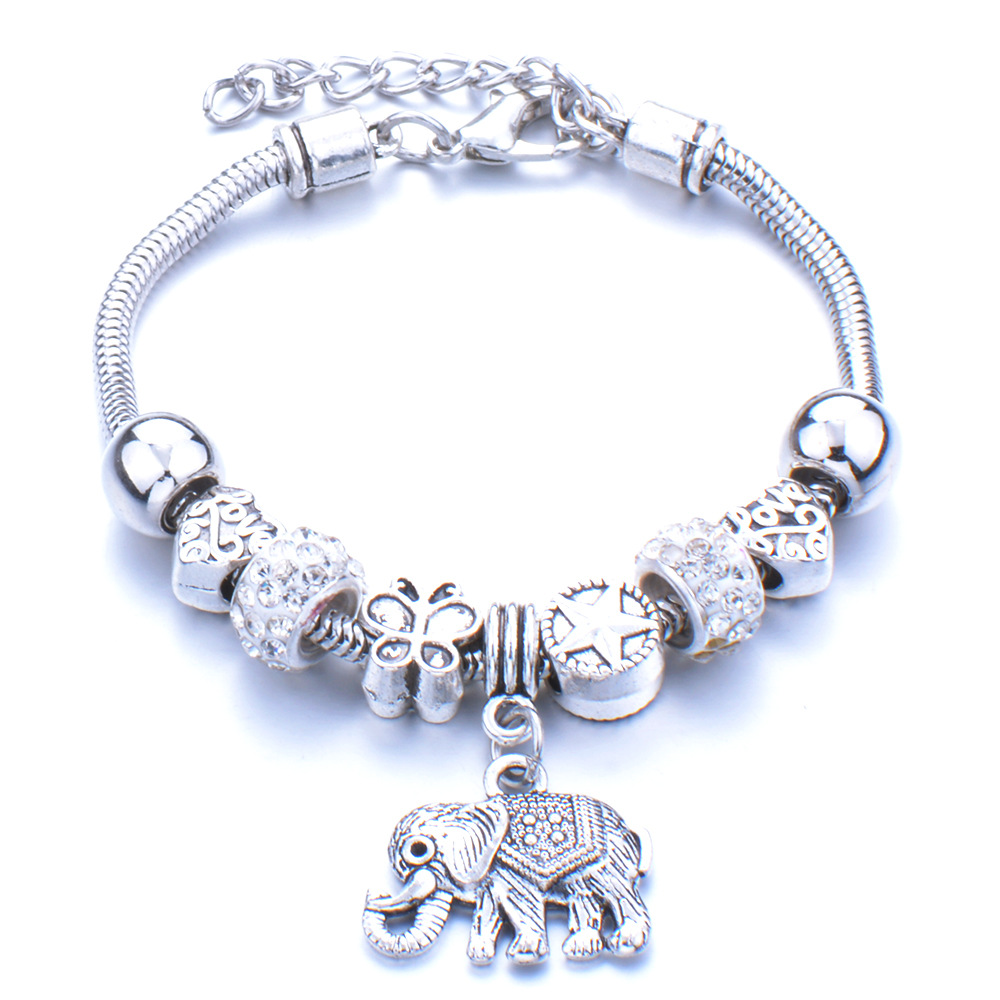 Elefántos pandora stílusú charm kristályos karkötő - Kristály Elefántos pandora stílusú charm kristályos karkötő - Kristály