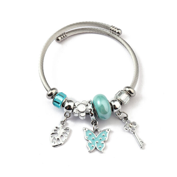Pillangós pandora stílusú charm kristályos karkötő - Kék
