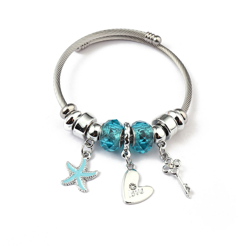 Tengeri csillagos pandora stílusú charm kristályos karkötő - Sötét kék Tengeri csillagos pandora stílusú charm kristályos karkötő - Sötét kék