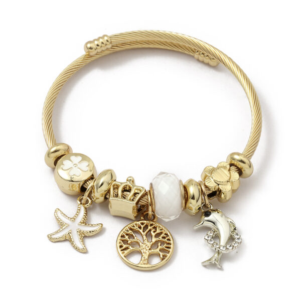 Arany színű Életfa Pandora stílusú charm kristályos karkötő - Kristály