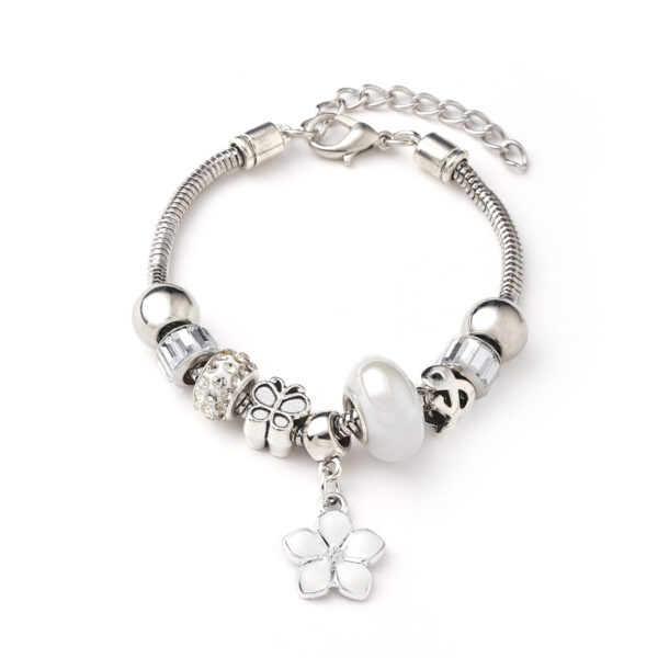 Virágos pandora stílusú charm kristályos karkötő - Kristály