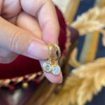 Karika 14K aranyozott ezüst fülbevaló - 2 karátos Moissanite gyémánt kővel - Image 3