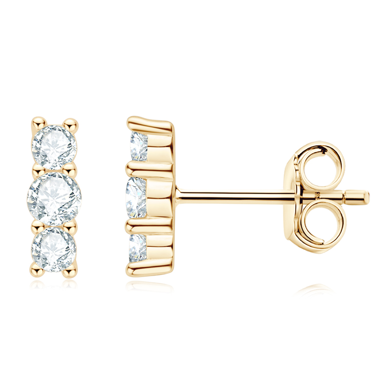 Bedugós 14K aranyozott ezüst fülbevaló - 1.5 karátos Moissanite gyémánt kövekkel, minimalista