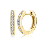 14K aranyozott karika ezüst fülbevaló - 2 karátos Moissanite gyémánt kövekkel