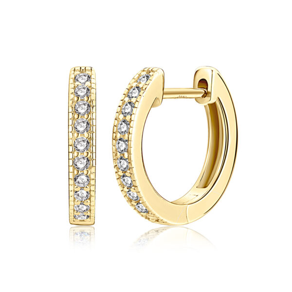 14K aranyozott karika ezüst fülbevaló - 2 karátos Moissanite gyémánt kövekkel