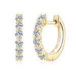 Karika 14K aranyozott ezüst fülbevaló - 0.8 karátos Moissanite gyémánt kövekkel