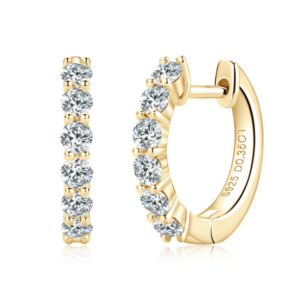 Karika 14K aranyozott ezüst fülbevaló - 0.8 karátos Moissanite gyémánt kövekkel