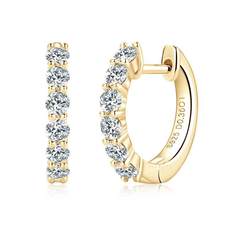 Karika 14K aranyozott ezüst fülbevaló - 0.8 karátos Moissanite gyémánt kövekkel