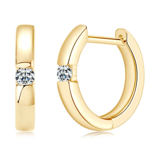 0.2 karátos Moissanite gyémánt aranyozott 925 ezüst karika fülbevaló - EkszerWebshop.hu