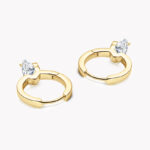 Apró karika 14K aranyozott ezüst fülbevaló - 2 karátos Moissanite gyémánt kővel - Image 2