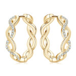 14K aranyozott karika ezüst fülbevaló - 0.2 karátos Moissanite gyémánt kövekkel - Image 2