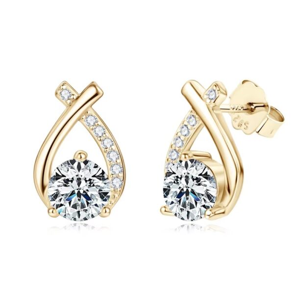 1 karátos Moissanite gyémánt aranyozott 925 ezüst karika fülbevaló- EkszerWebshop.hu