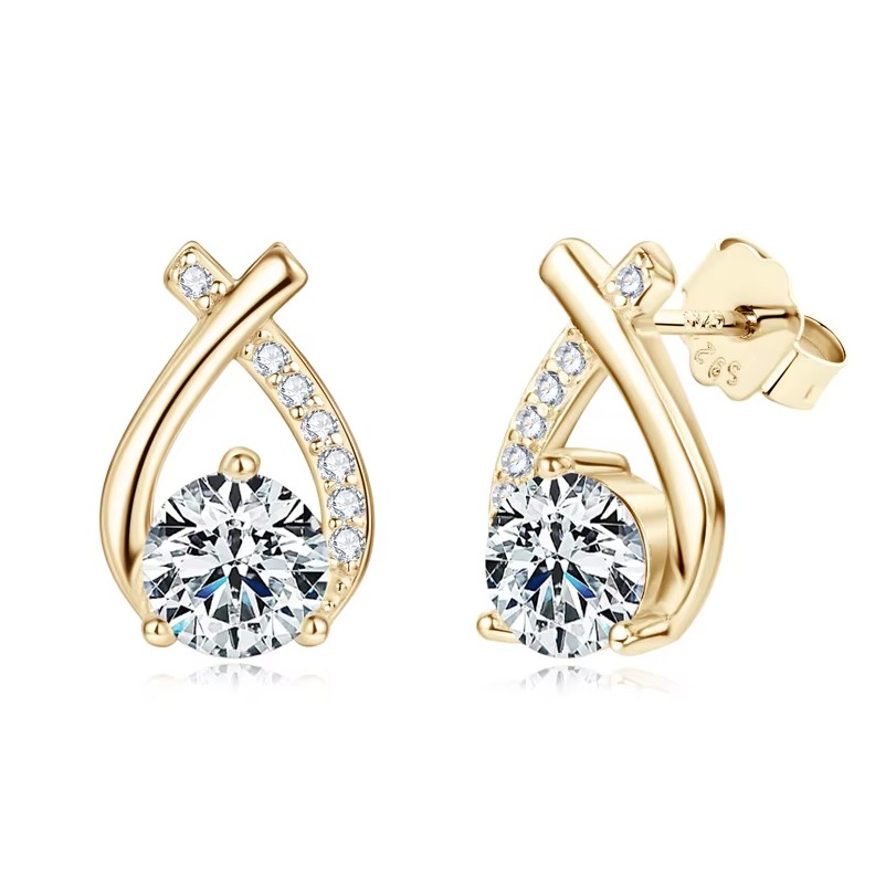1 karátos Moissanite gyémánt aranyozott 925 ezüst karika fülbevaló- EkszerWebshop.hu 1 karátos Moissanite gyémánt aranyozott 925 ezüst karika fülbevaló- EkszerWebshop.hu