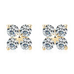 Virág 14K aranyozott bedugós ezüst fülbevaló - 0.8 karátos Moissanite gyémánt kövekkel