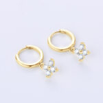 Karika 14K aranyozott ezüst fülbevaló - 0.8 karátos Moissanite gyémánt kövekkel, női - Image 3