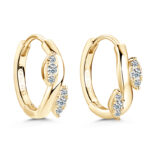 Karika 14K aranyozott ezüst fülbevaló - 1 karátos Moissanite gyémánt kövekkel